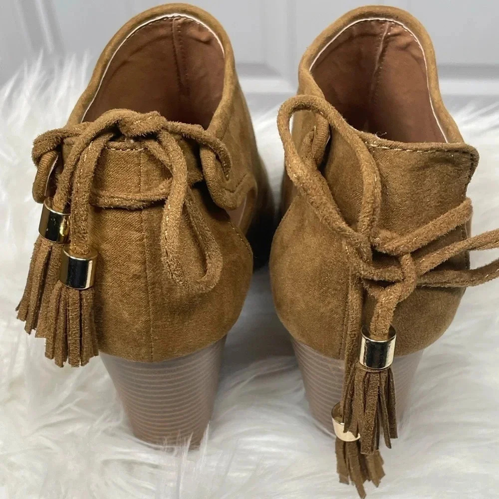 Qupid suede open toe shoes with strings that tie‎ - image 6